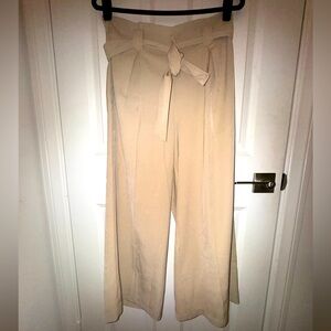 L Tan Pleated Pants